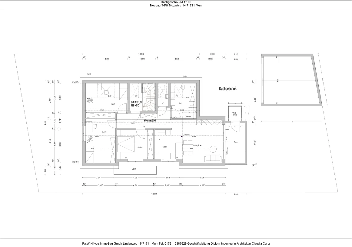 Neubau 3-Familienwohnhaus Mozartstr.14 71711 Murr. Grundriss Dachgeschoß